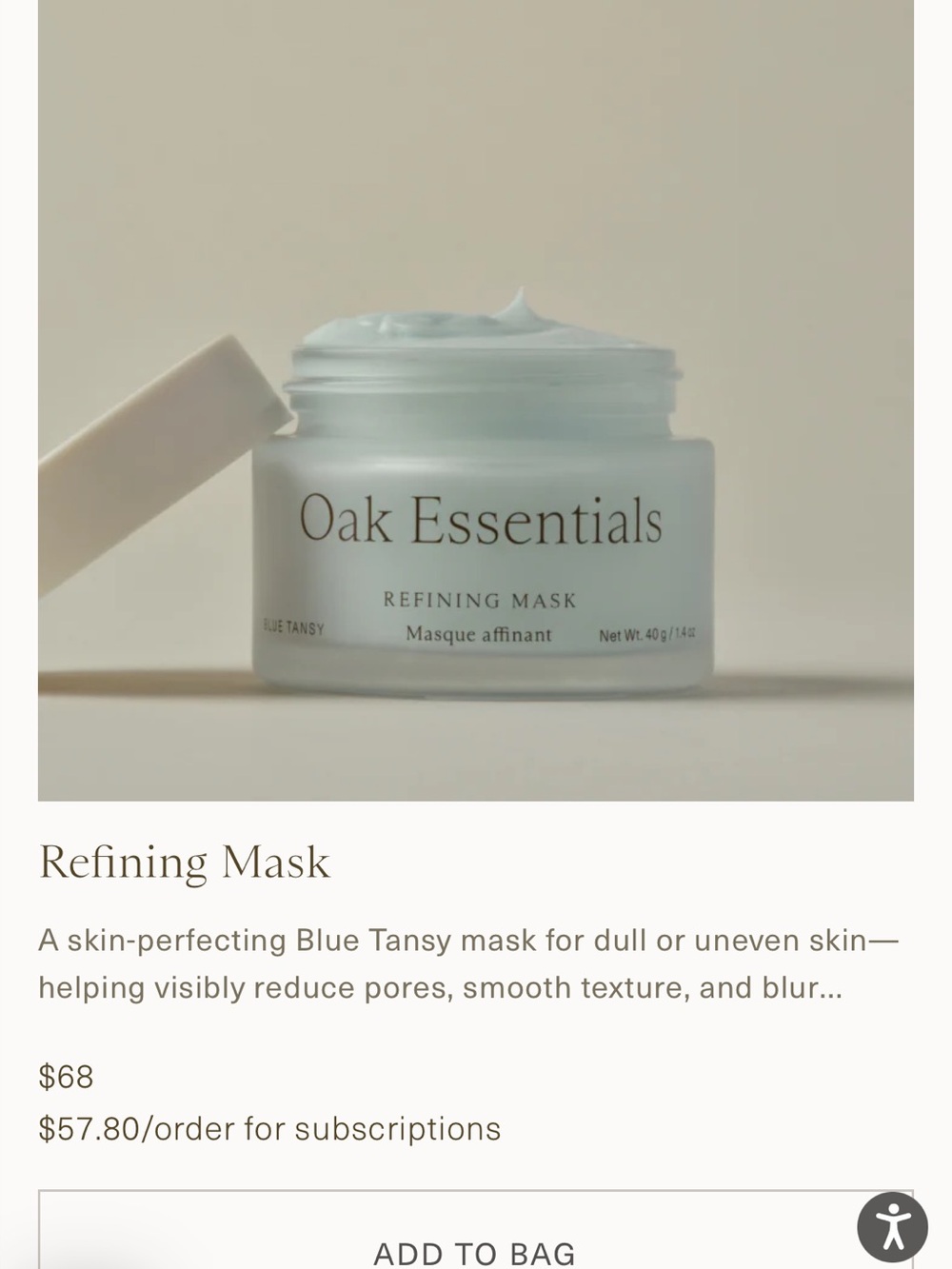 Essentials Blue Tansy Refining Mask - Light Blue